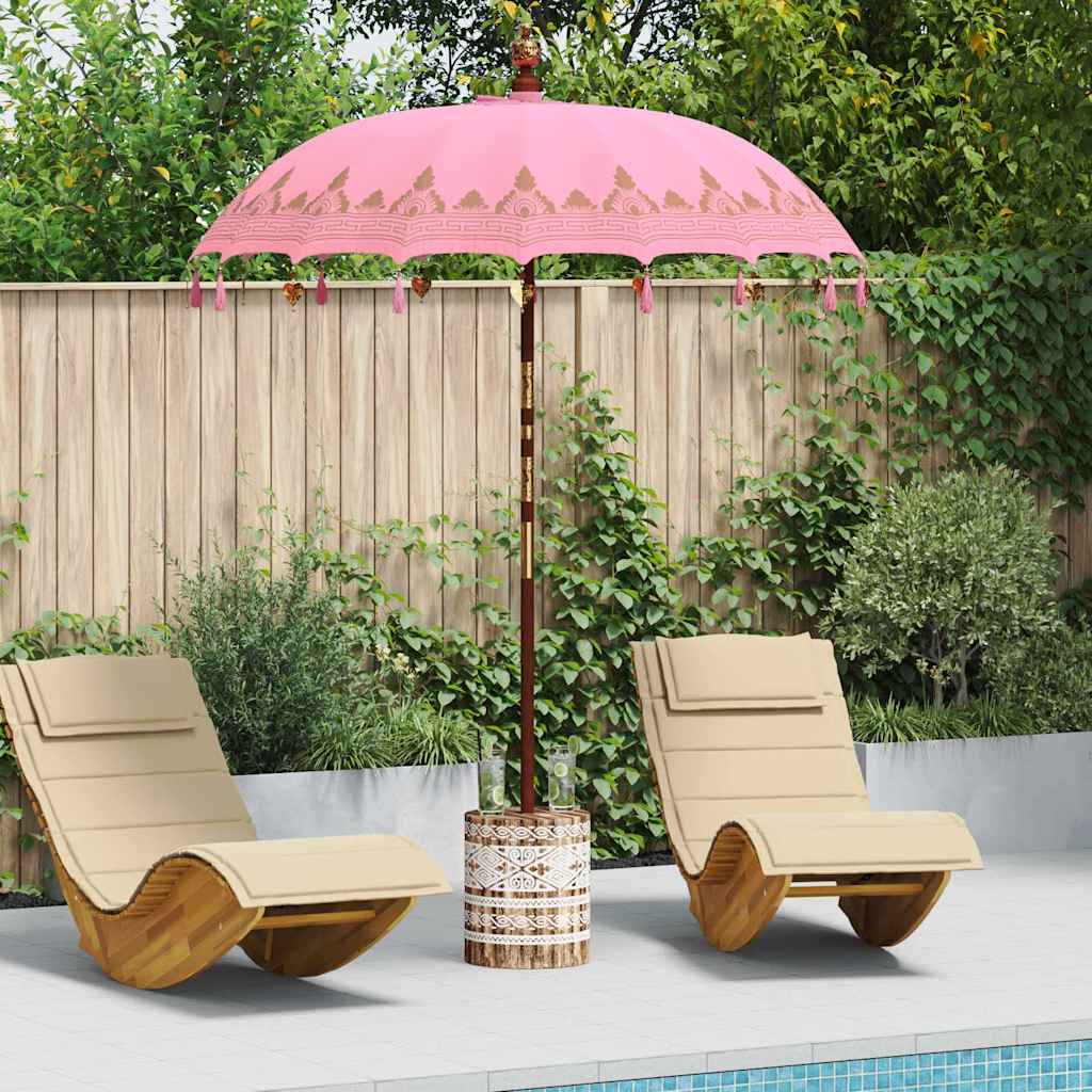 Balinesisk Parasol 260 Rosa 180-190 cm Bomull og solid tre