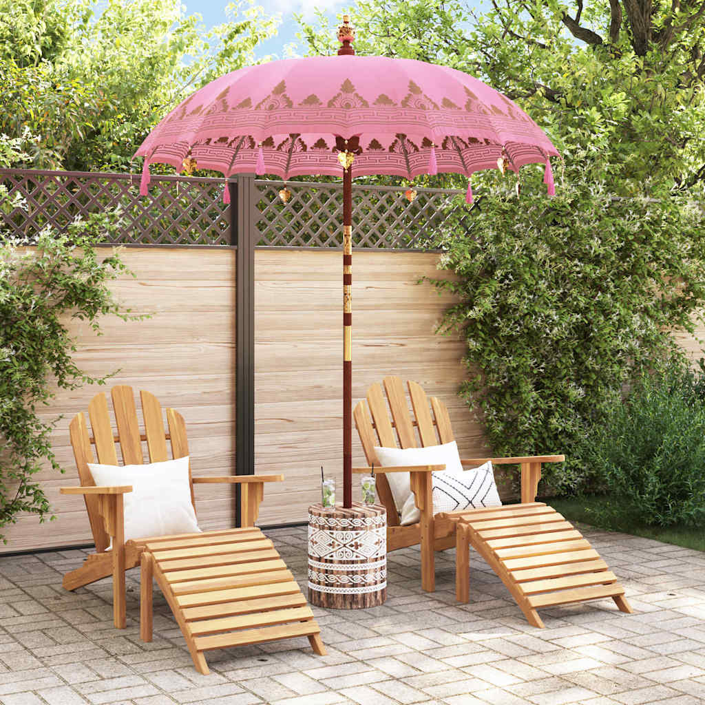 Balinesisk Parasol 260 Rosa 180-190 cm Bomull og solid tre