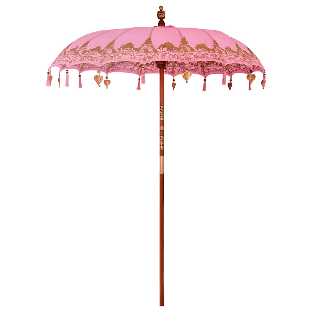 Balinesisk Parasol 260 Rosa 180-190 cm Bomull og solid tre