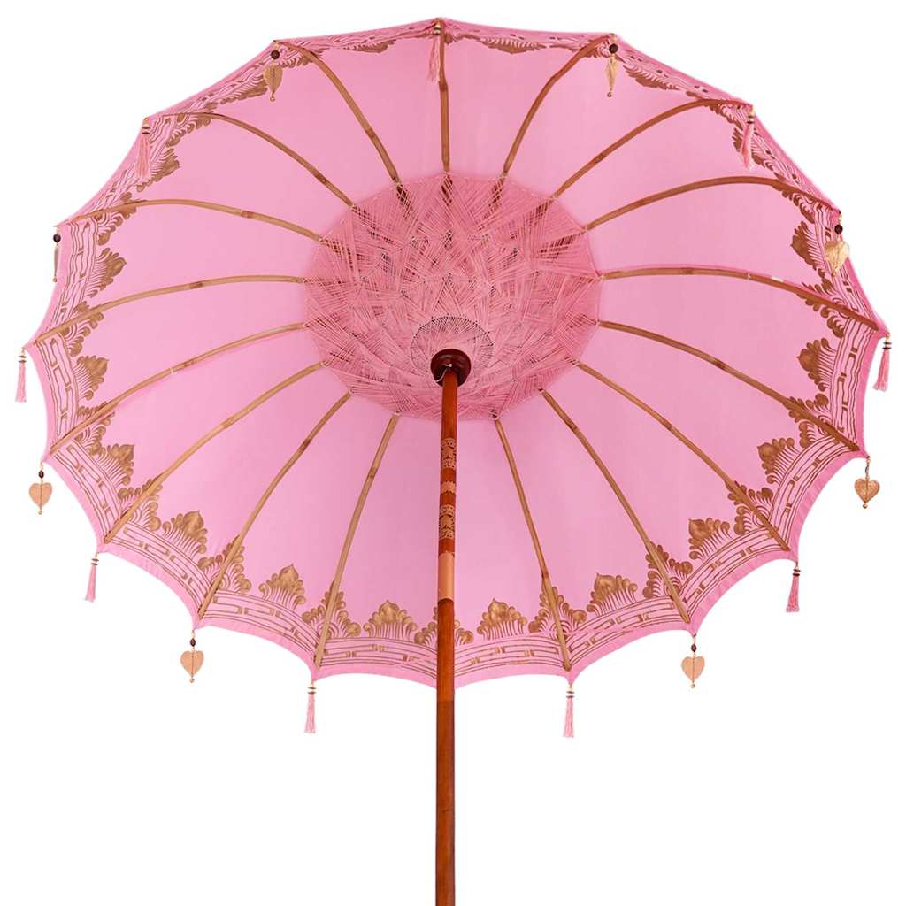 Balinesisk parasoll med base Rosa 215 x 215 x 260 cm