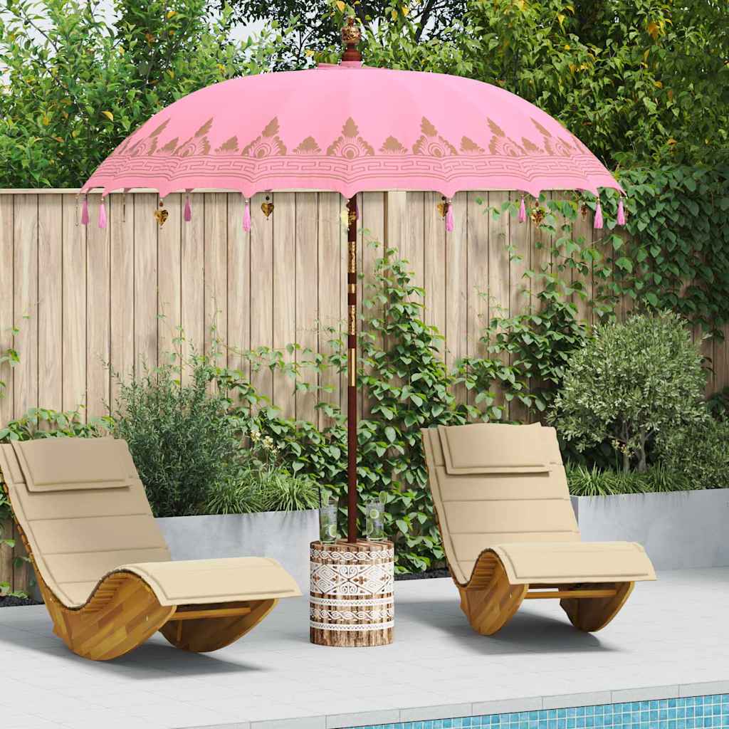 Balinesisk parasoll med base Rosa 215 x 215 x 260 cm