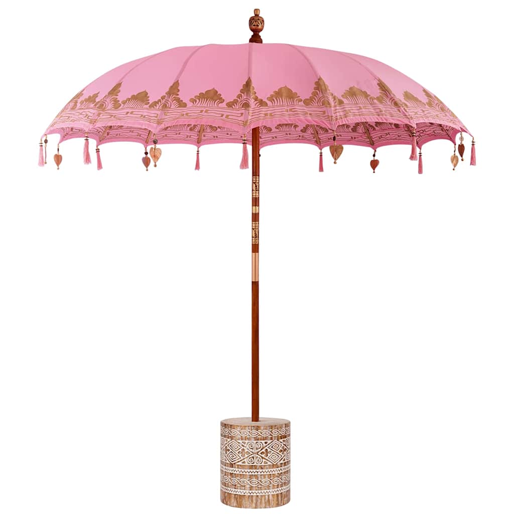 Balinesisk parasoll med base Rosa 215 x 215 x 260 cm