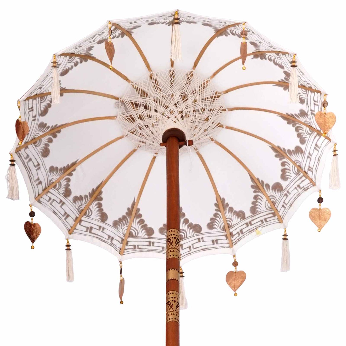 Balinesisk parasoll med base Krem 95 x 95 x 260 cm