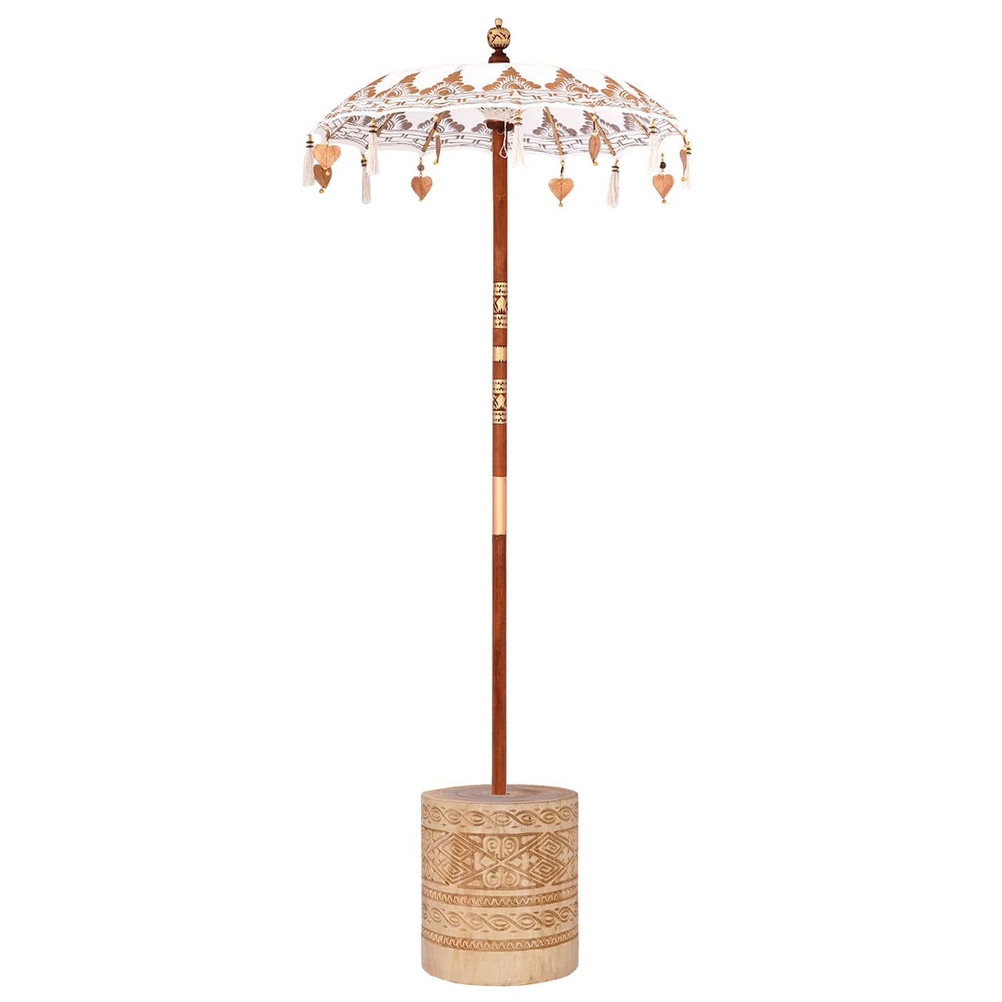 Balinesisk parasoll med base Krem 95 x 95 x 260 cm