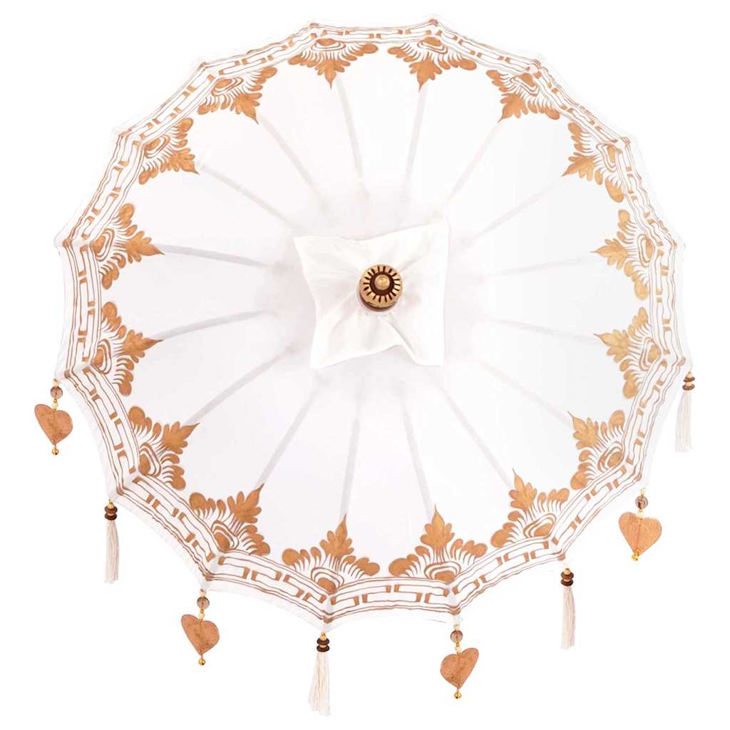 Balinesisk Parasol 260 Krem 95-100 cm Bomull og solid tre