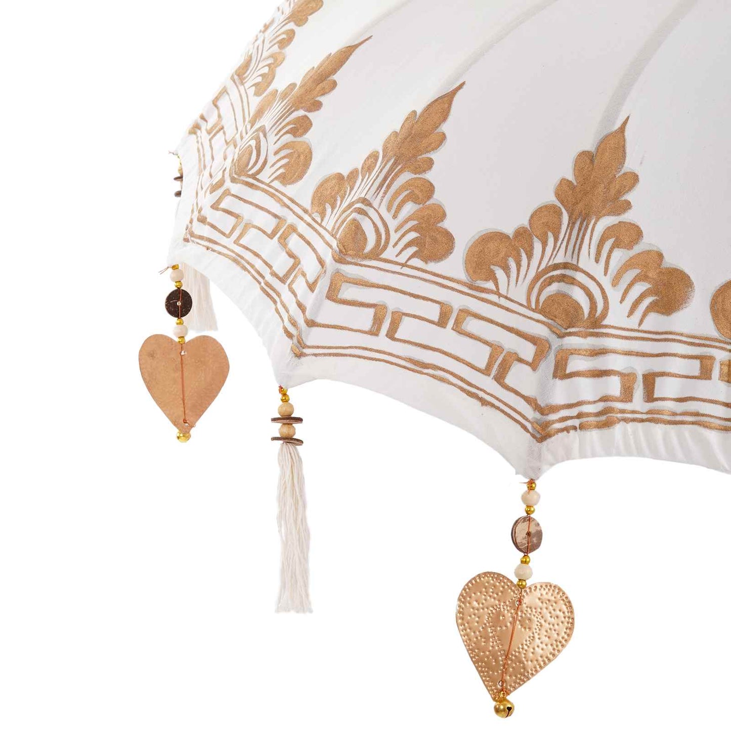 Balinesisk parasoll med base Krem 95 x 95 x 260 cm