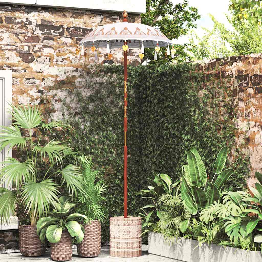 Balinesisk Parasol 260 Krem 95-100 cm Bomull og solid tre