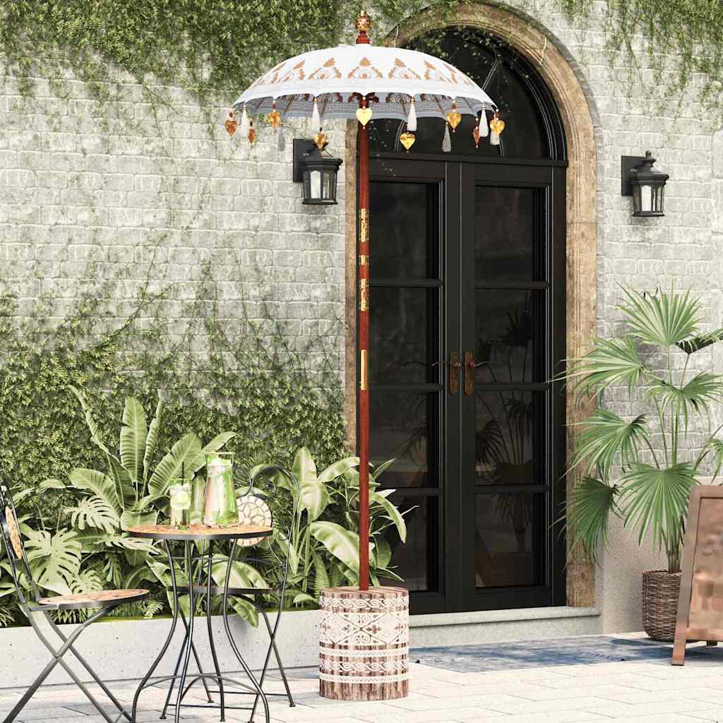 Balinesisk Parasol 260 Krem 95-100 cm Bomull og solid tre