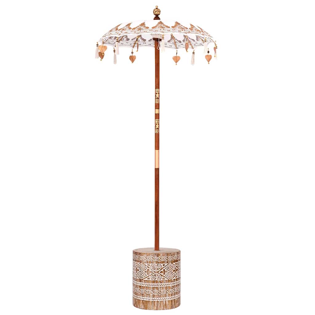 Balinesisk Parasol 260 Krem 95-100 cm Bomull og solid tre