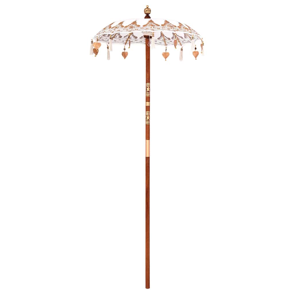 Balinesisk Parasol 260 Krem 95-100 cm Bomull og solid tre