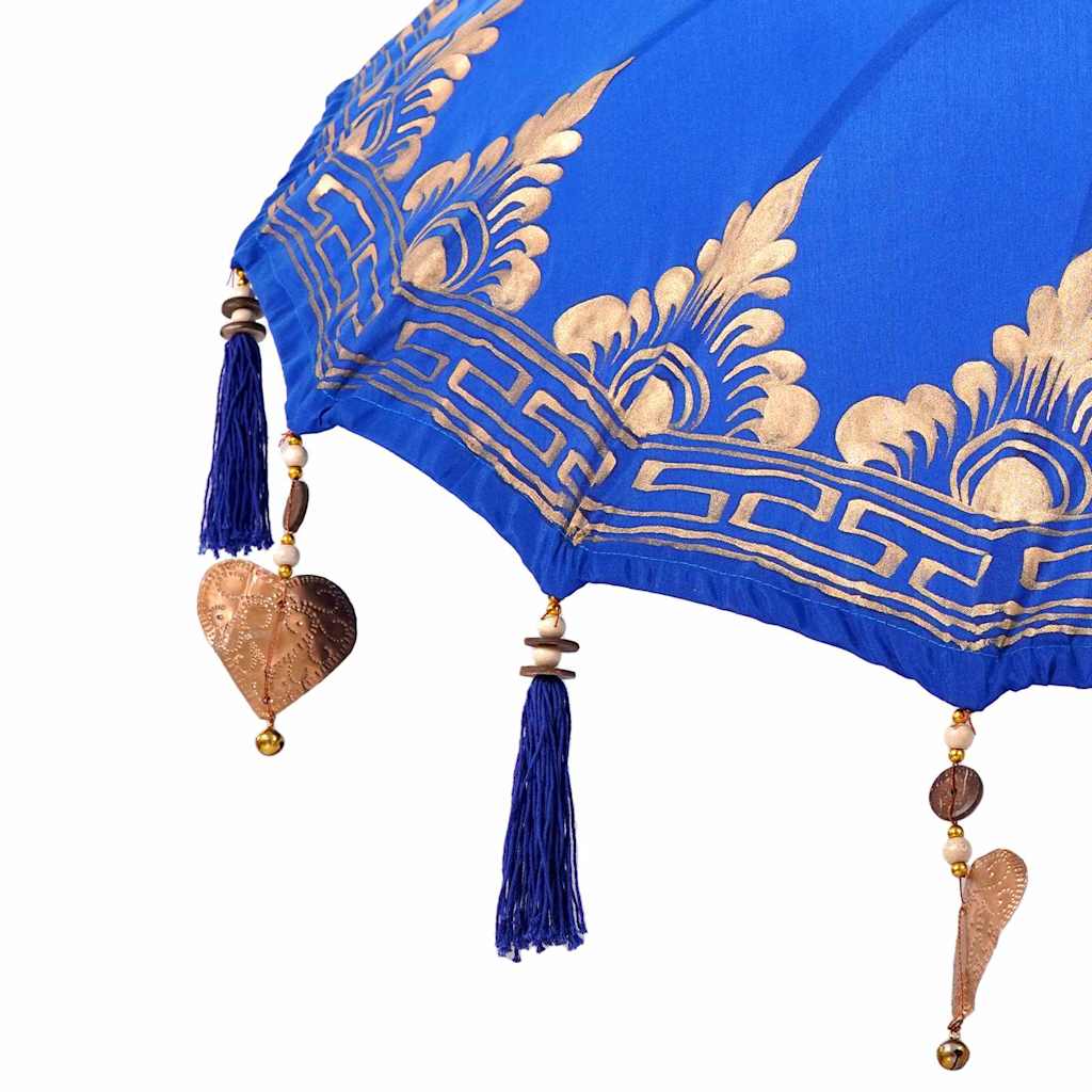 Parasol med Base Blå og Brun 250 cm Bomull og Tre