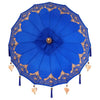 Parasol med Base Blå og Brun 250 cm Bomull og Tre