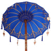 Parasol med Base Blå og Brun 250 cm Bomull og Tre