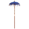 Parasol med Base Blå og Brun 250 cm Bomull og Tre