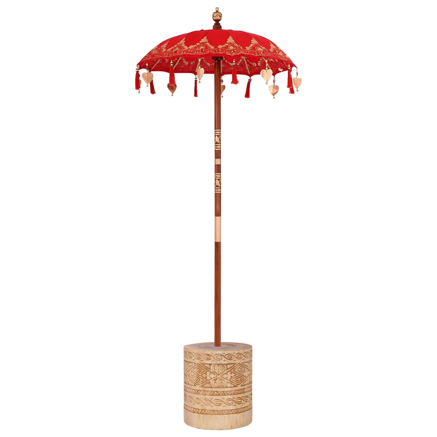 Balinesisk parasoll med base Rød 95 x 95 x 260 cm