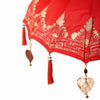 Parasol med Base Rød og brun 250 cm Bomull og Tre