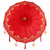 Parasol med Base Rød og brun 250 cm Bomull og Tre