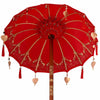 Parasol med Base Rød og brun 250 cm Bomull og Tre