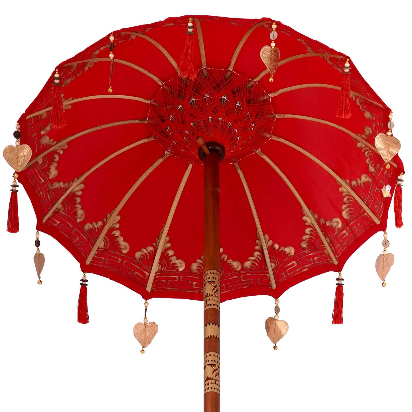 Balinesisk parasoll med base Rød 95 x 95 x 260 cm