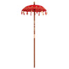 Parasol med Base Rød og brun 250 cm Bomull og Tre