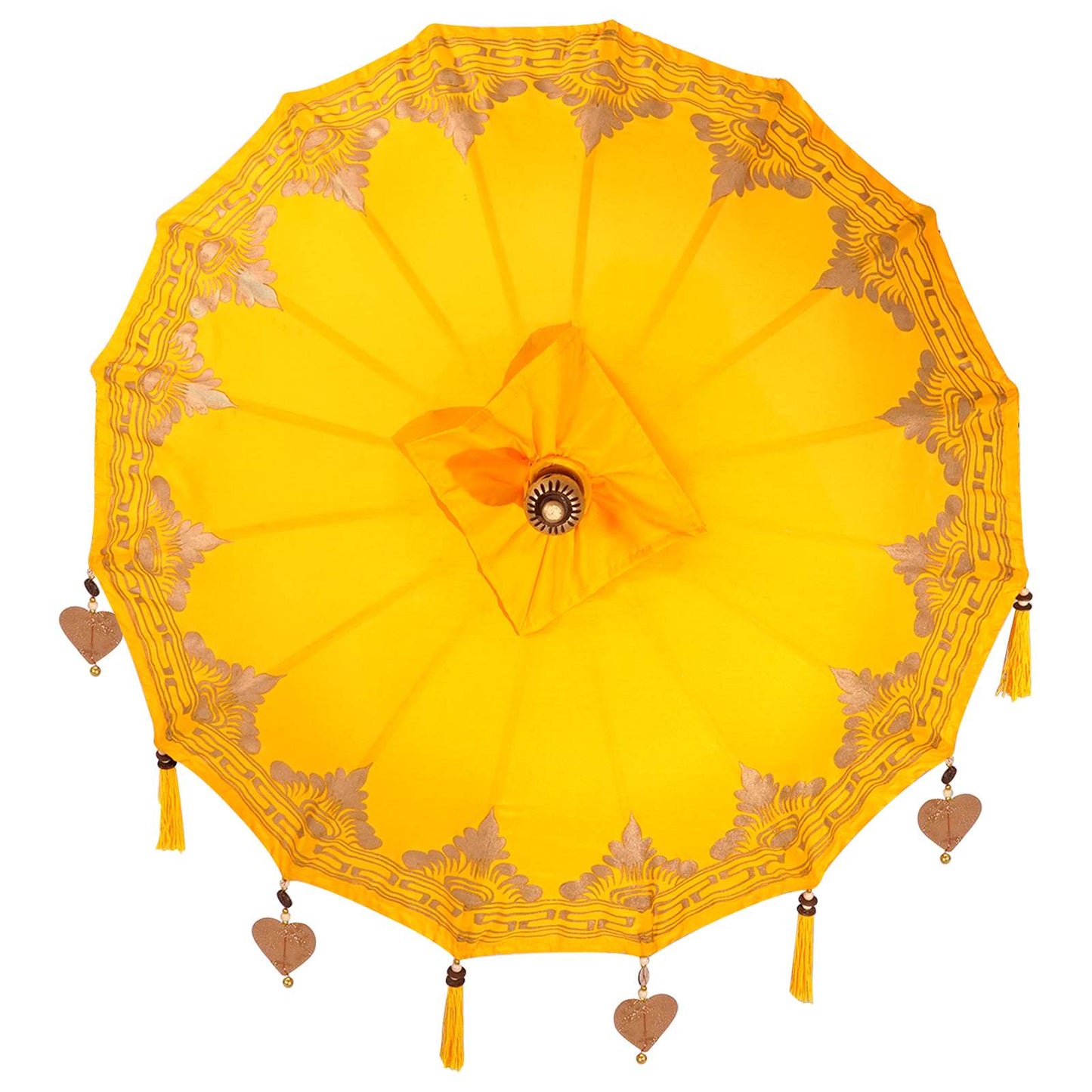 Balinesisk parasoll med base Gul 95 x 95 x 260 cm