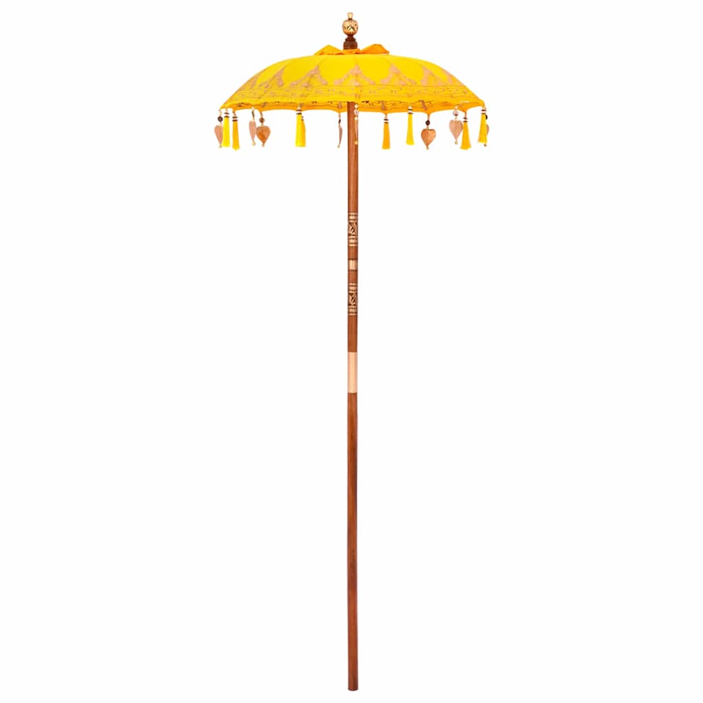 Balinesisk parasoll med base Gul 95 x 95 x 260 cm