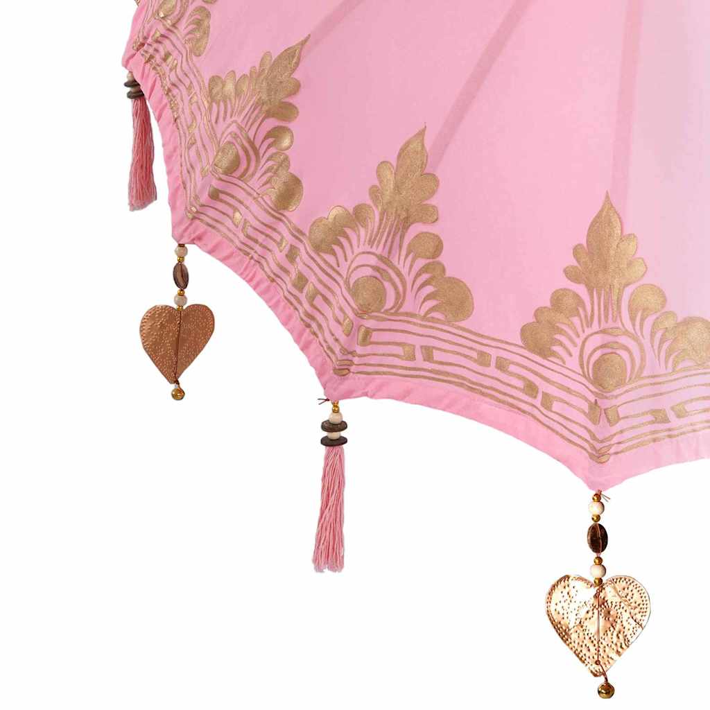Parasol med Base Rosa og Brun 250 cm Bomull og Tre