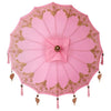 Parasol med Base Rosa og Brun 250 cm Bomull og Tre