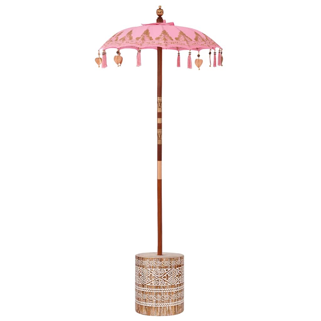 Parasol med Base Rosa og Brun 250 cm Bomull og Tre