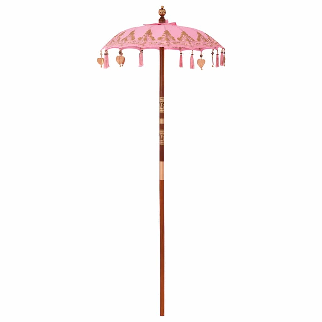 Parasol med Base Rosa og Brun 250 cm Bomull og Tre