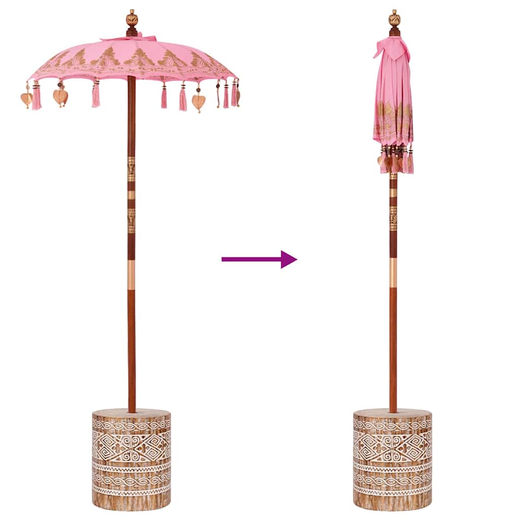 Balinesisk parasoll med base Rosa 95 x 95 x 260 cm