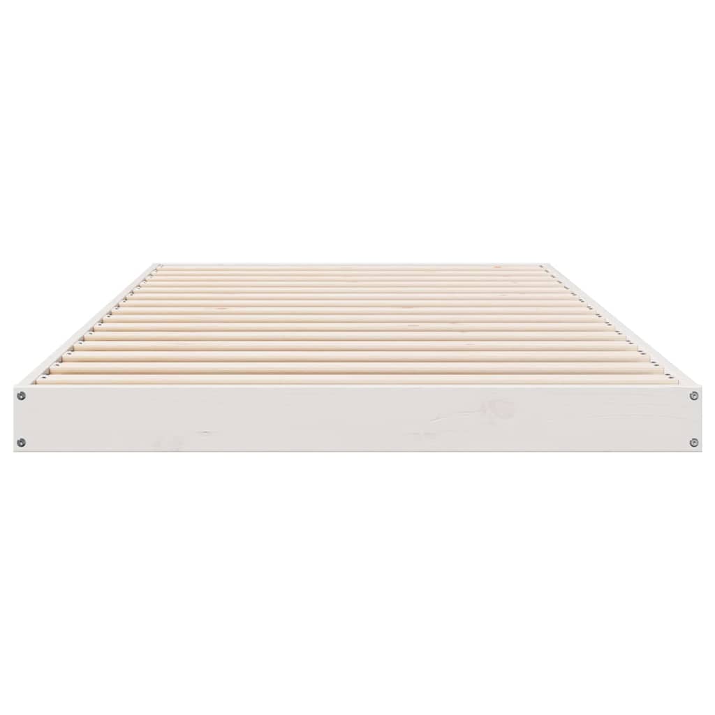Gulvbedramme Hvit 90 x 210 cm Massiv furu