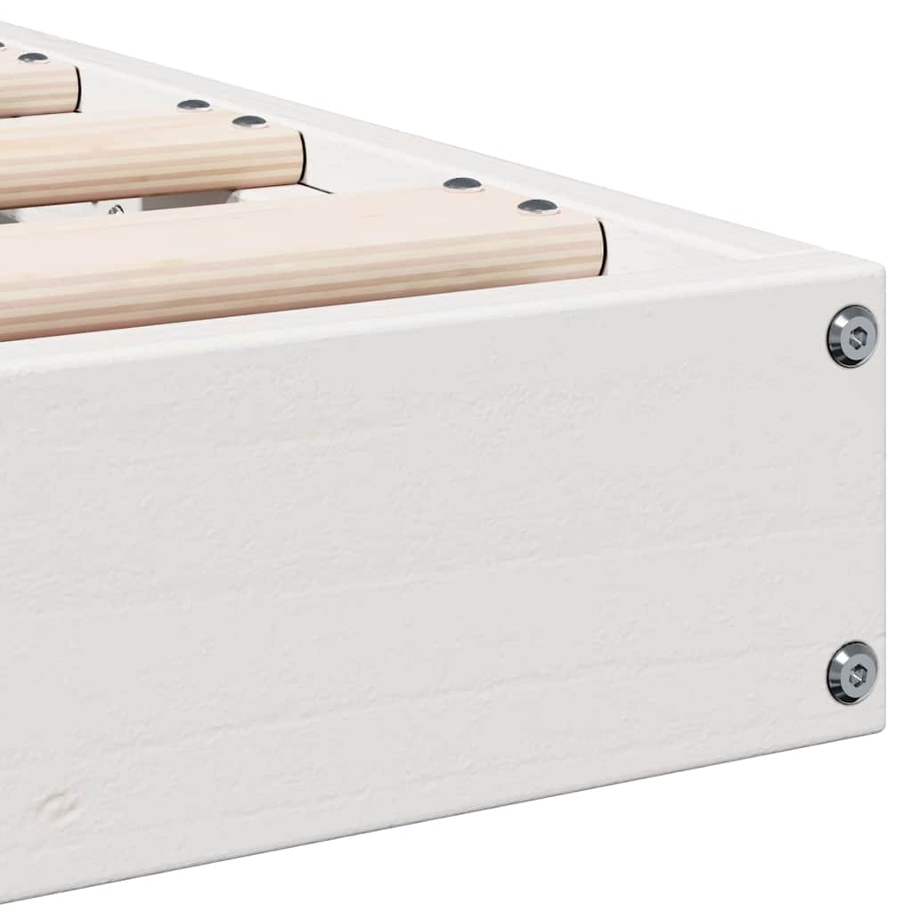 Gulvbedramme Hvit 100 x 210 cm Massivt furutre