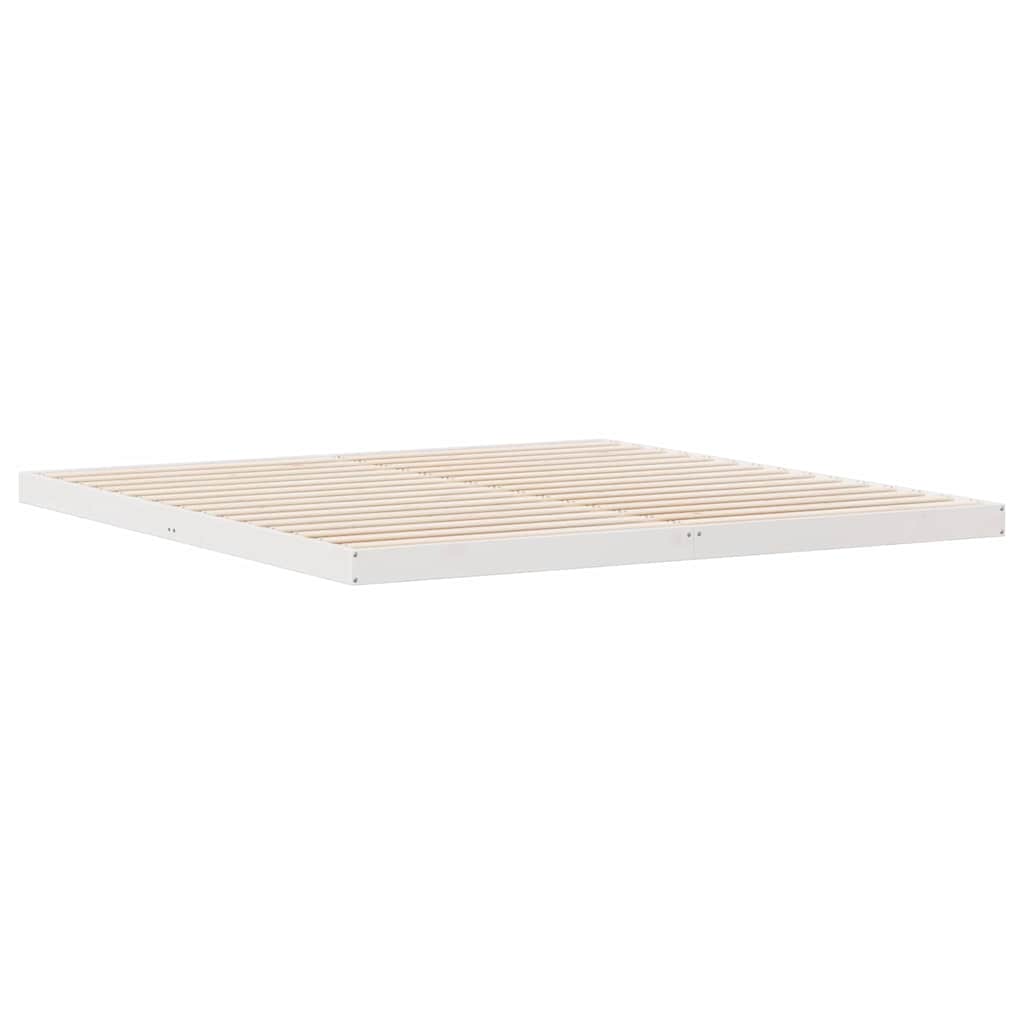 Gulvbedramme Hvit 213,5 x 204 x 9 cm Massiv furu