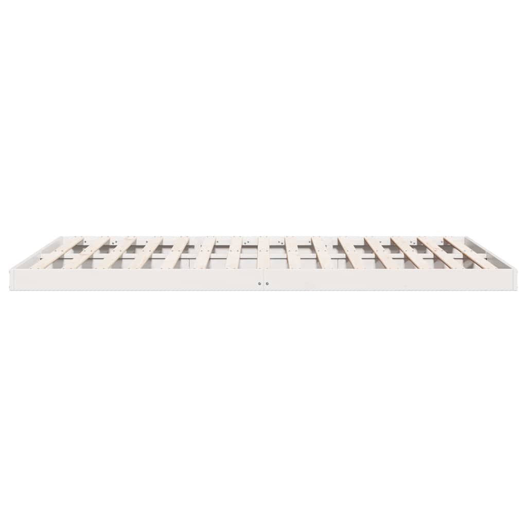 Gulvbedramme Hvit 213,5 x 204 x 9 cm Massiv furu