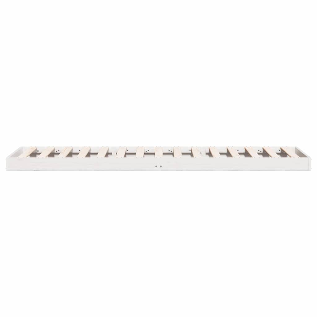Gulvbedramme Hvit 90 x 220 cm Massivt furutre