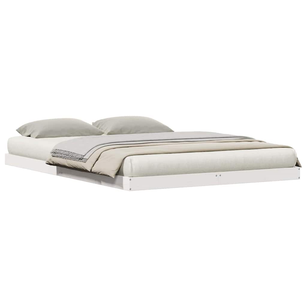 Gulvbedramme Hvit 213.5 x 104 x 9 cm Massiv furu