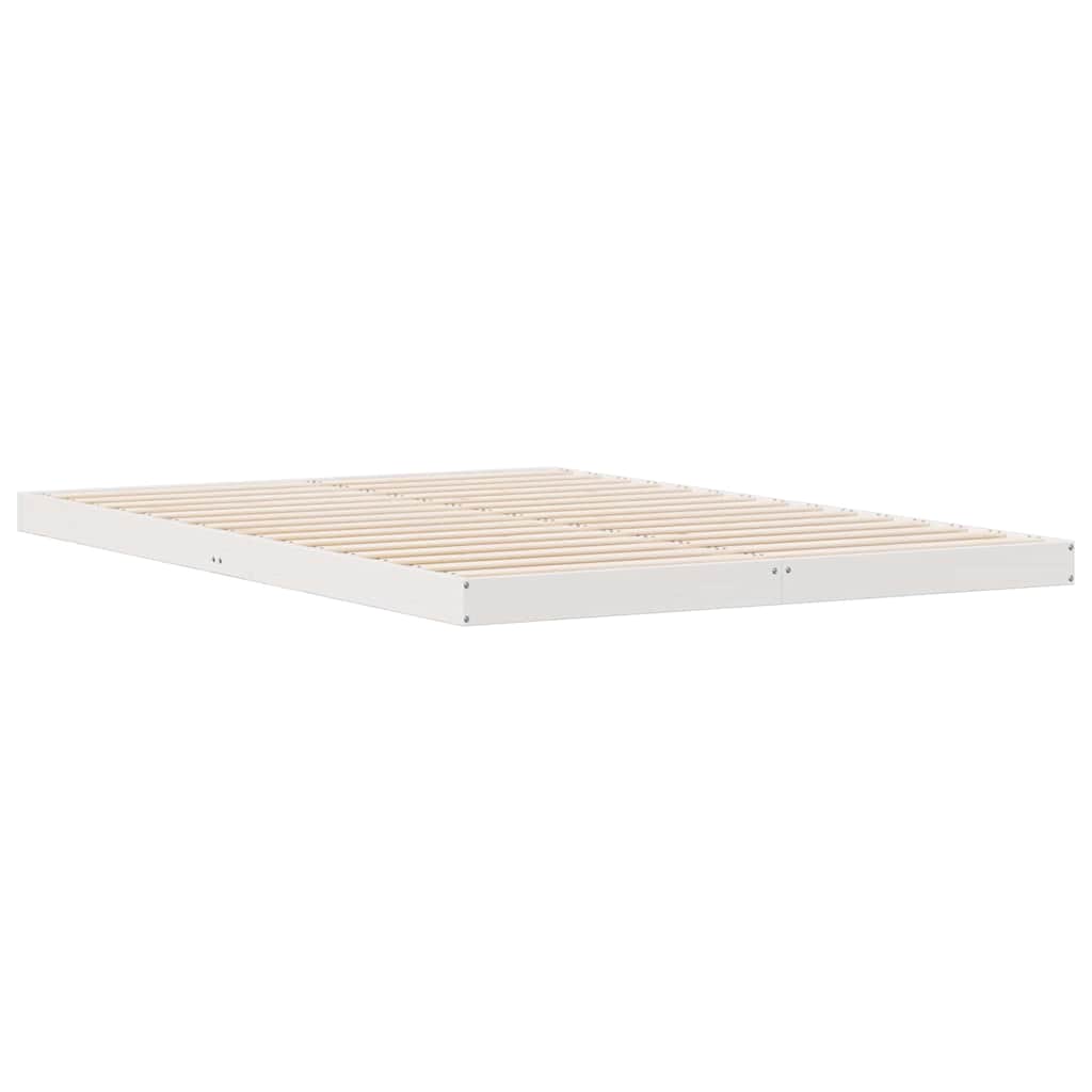 Gulvbedramme Hvit 160 x 220 cm Massiv furu