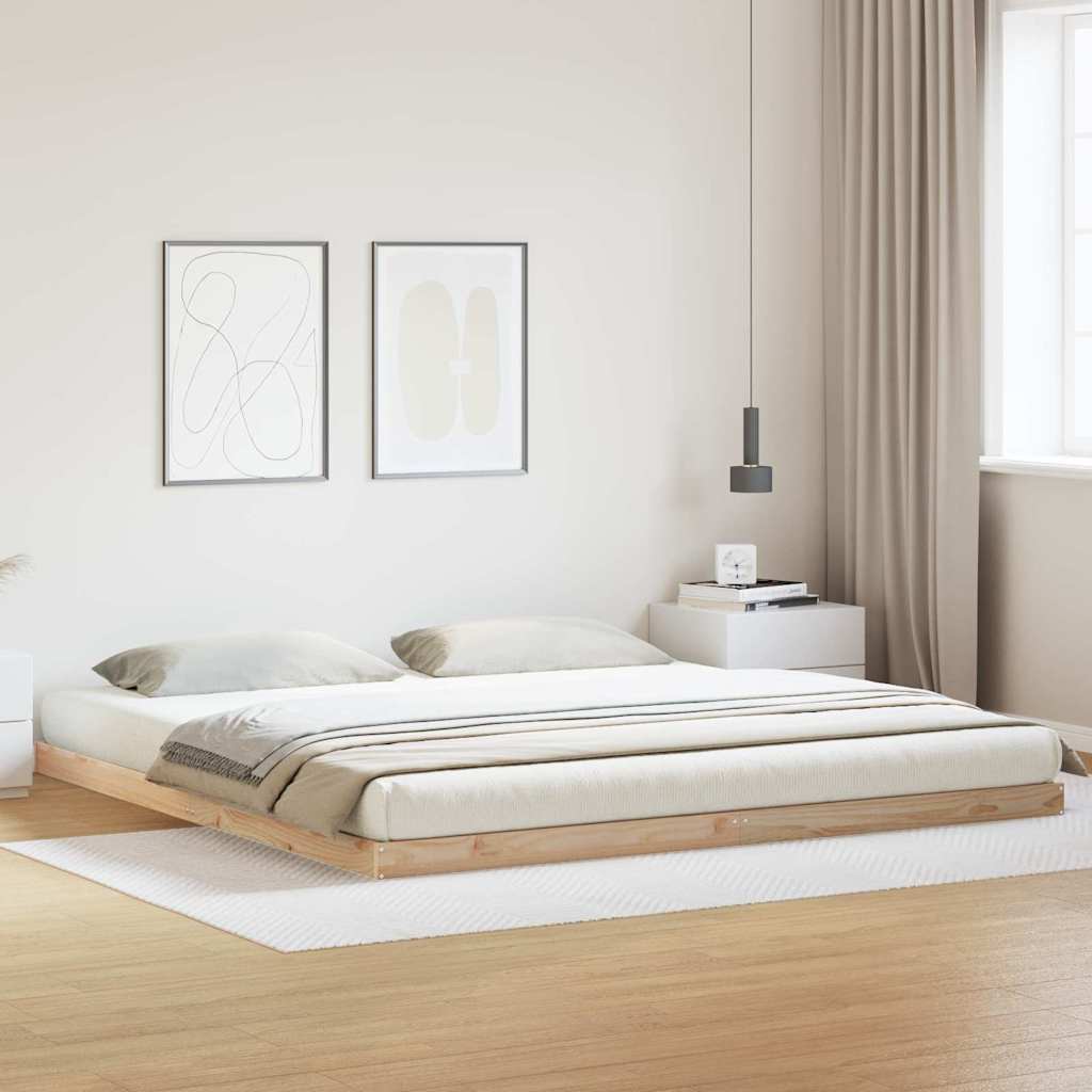 Gulvbedramme Naturlig 200 x 220 cm Massiv furu
