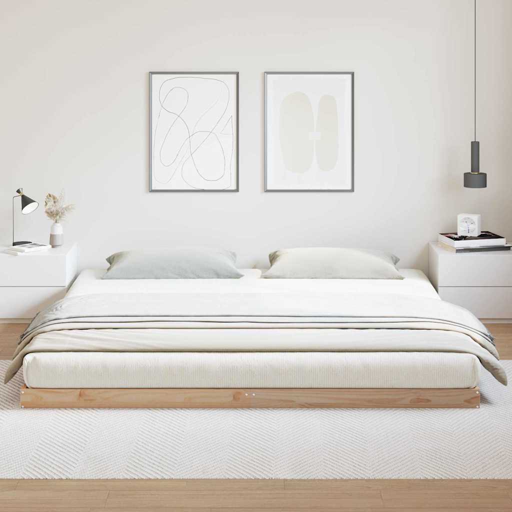 Gulvbedramme Naturlig 200 x 220 cm Massiv furu