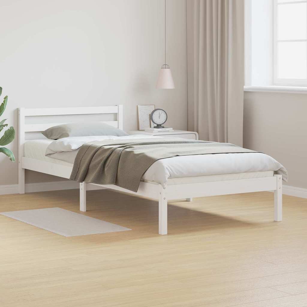 Sengeramme med hodegjerde Hvit 210 x 80 cm Heltre furu