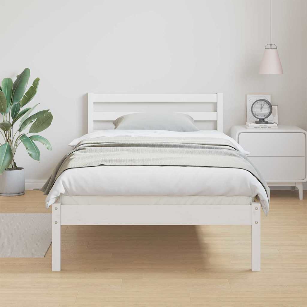 Sengeramme med hodegjerde Hvit 210 x 80 cm Heltre furu