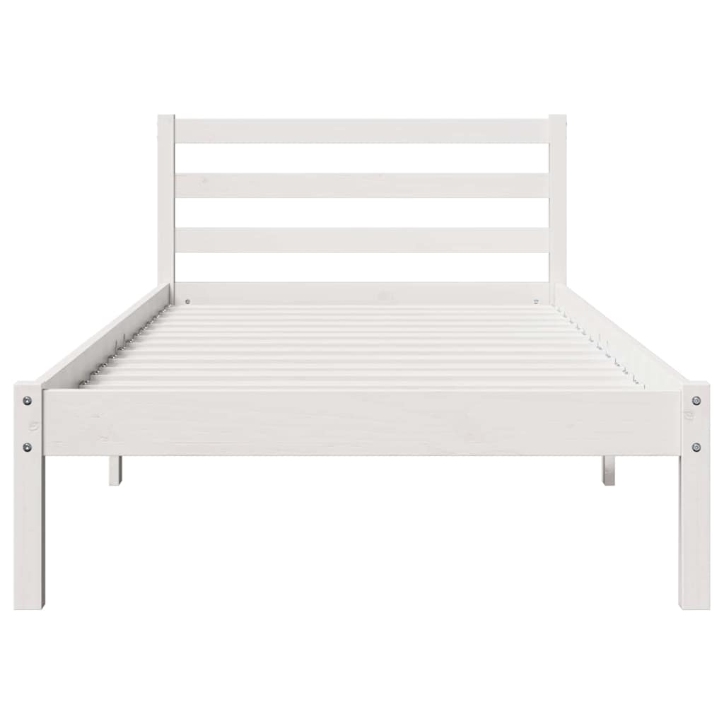 Sengeramme med hodegjerde Hvit 210 x 90 cm Heltre furu