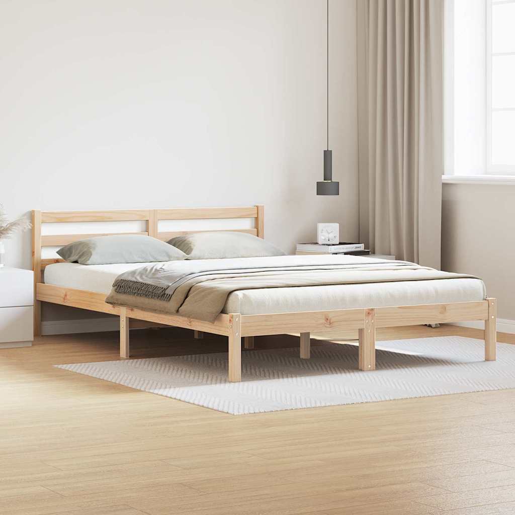 Sengeramme med hodegjerde Brun 210 x 160 cm Heltre furu