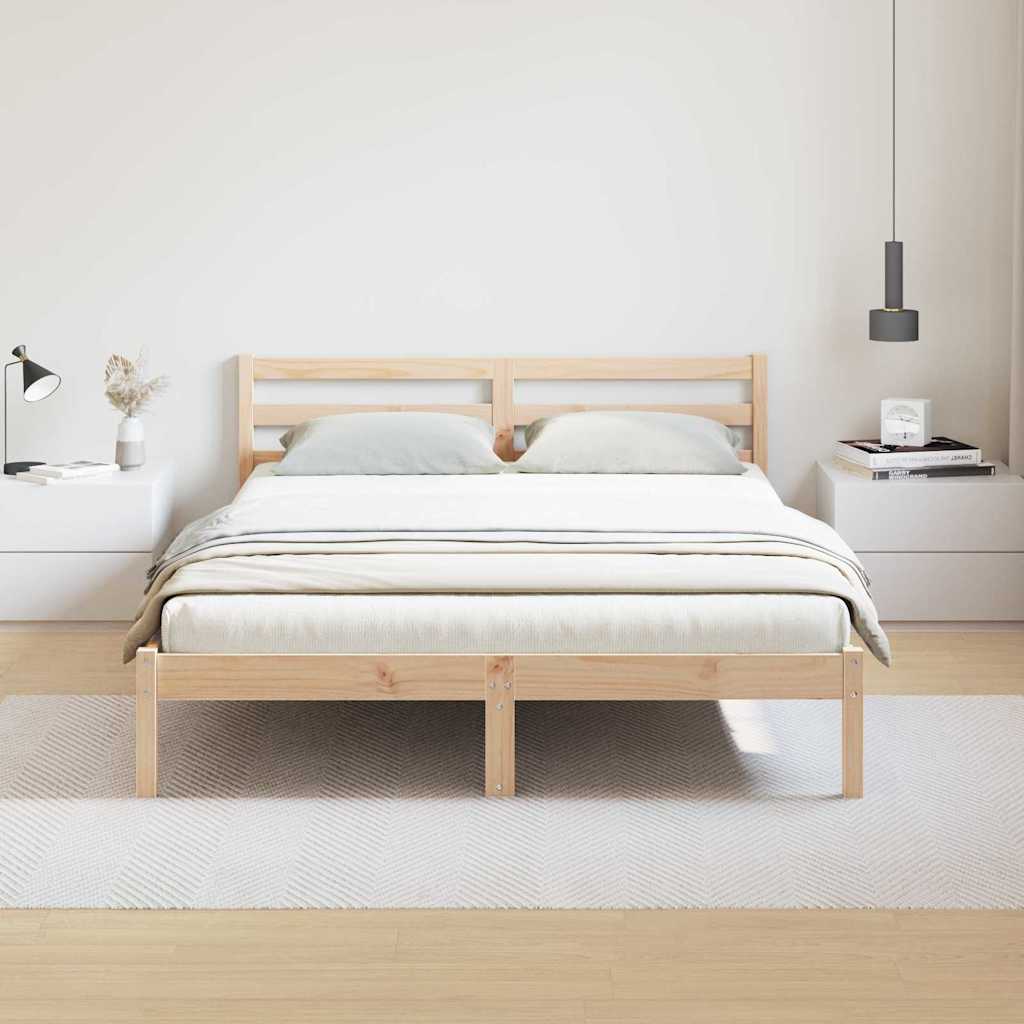 Sengeramme med hodegjerde Brun 210 x 160 cm Heltre furu