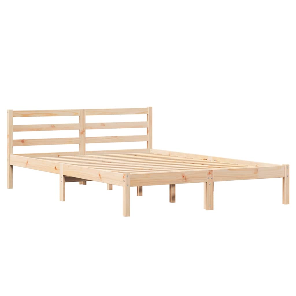 Sengeramme med hodegjerde Brun 210 x 160 cm Heltre furu