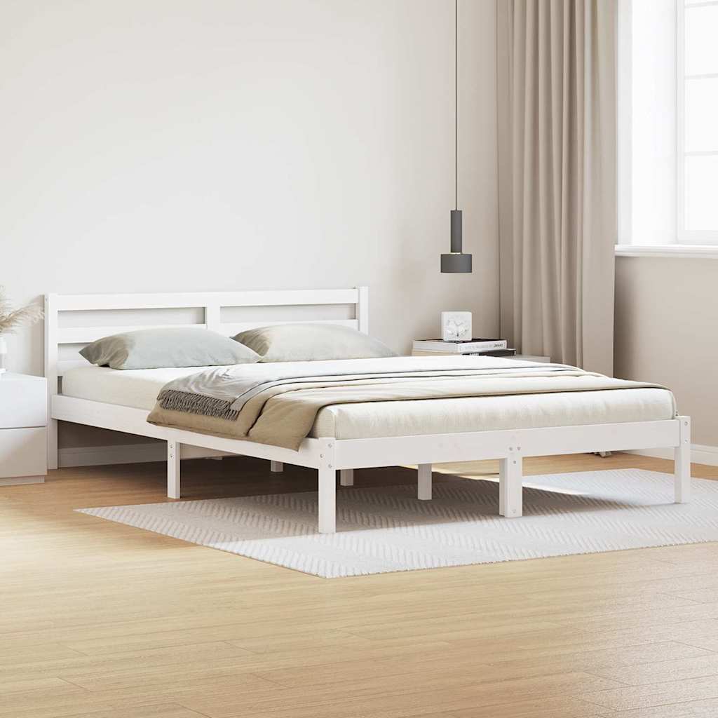 Sengeramme med hodegjerde Hvit 210 x 160 cm Heltre furu