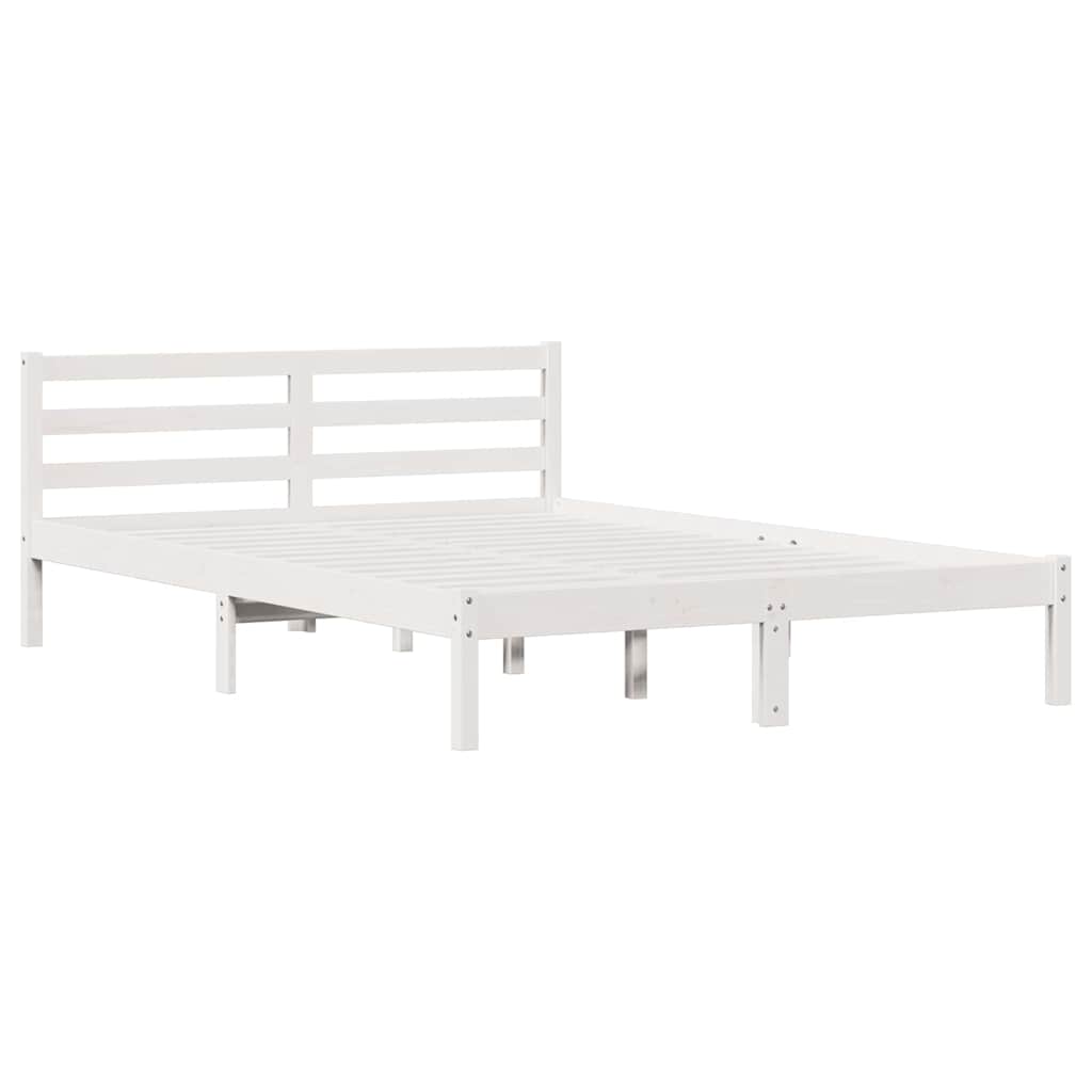 Sengeramme med hodegjerde Hvit 210 x 160 cm Heltre furu