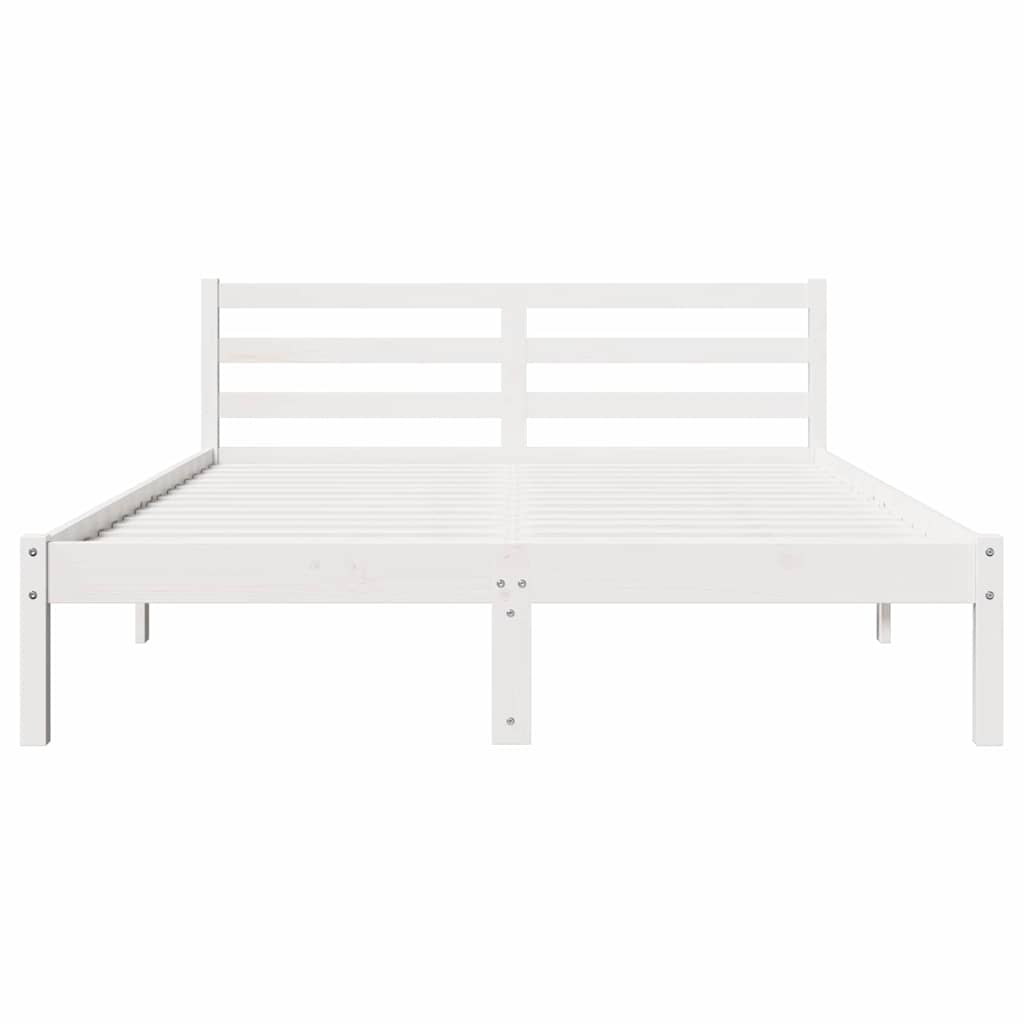 Sengeramme med hodegjerde Hvit 210 x 160 cm Heltre furu