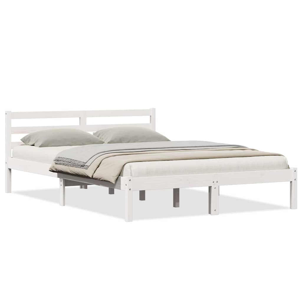 Sengeramme med hodegjerde Hvit 210 x 160 cm Heltre furu